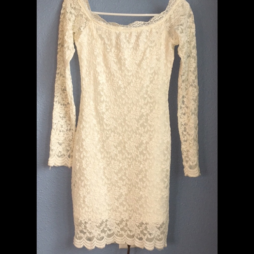 Lace white dress.